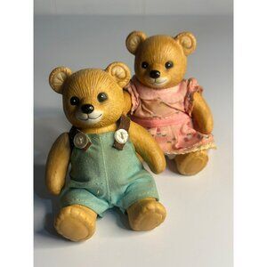 VTG 90s HOMCO Teddy-Bear Porcelain 4.5" Collectable Figurines Ceramic Set-of-2